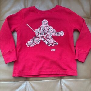 Falls Creek 3T Red Waffle Knit Long Sleeve Tee w/ Hockey Graphic